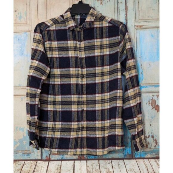 Asos Design Mens Size Medium Blue Yellow Plaid Long Sleeves Button Up Shirt - Picture 1 of 8